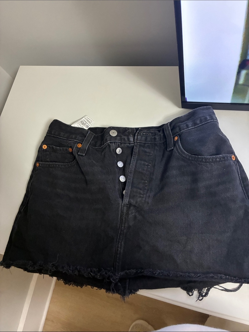 Levi's Black Denim Button-Front Mini Skirt